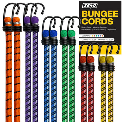 ZENO 12 Pack Bungee Cords With Hooks - Bungee Straps - Heavy Duty ...