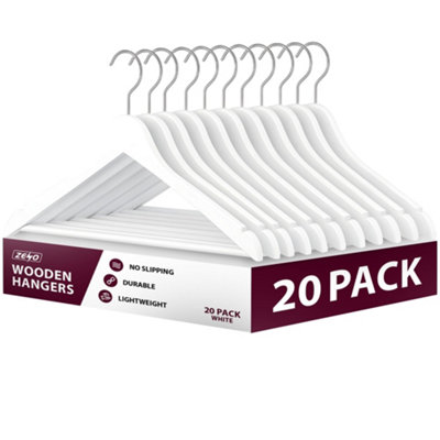 ZENO 20 Pack Wooden Coat Hangers - 360 Degree Rotatory Hook Hangers For ...