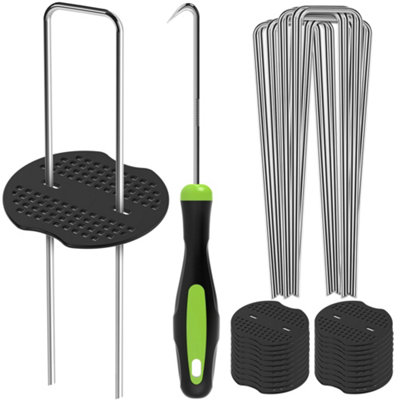 ZENO 50 Pack Silver Weed Membrane Pegs - Artificial Grass Pegs ...