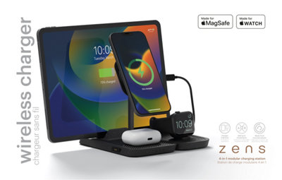 Zens 4-in-1 Modular Wireless Charging Station (incl. Wall Charger) - black