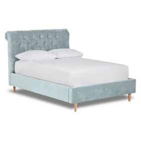 Zephyr Fabric Scroll Bed With Low Foot End Bed Base Only 4FT Small Double- Brecon Sky Blue