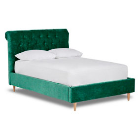 Zephyr Fabric Scroll Bed With Low Foot End Bed Base Only 4FT6 Double- Brecon Emerald