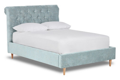 Zephyr Fabric Scroll Bed With Low Foot End Bed Base Only 4FT6 Double- Brecon Sky Blue