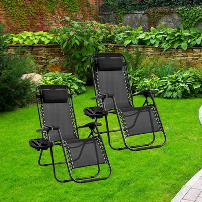 Zero Gravity Garden Chair Outdoor Reclining Sun Lounger Portable Beach Recliner