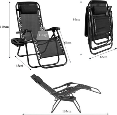 Zero Gravity Garden Chair Outdoor Reclining Sun Lounger Portable Beach Recliner - 3