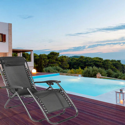 Zero Gravity Garden Chair Outdoor Reclining Sun Lounger Portable Beach Recliner - 5
