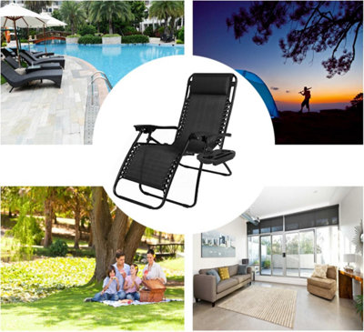 Zero Gravity Garden Chair Outdoor Reclining Sun Lounger Portable Beach Recliner - 6