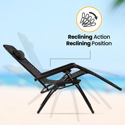 Zero Gravity Reclining Folding Garden Chair - Black - 3