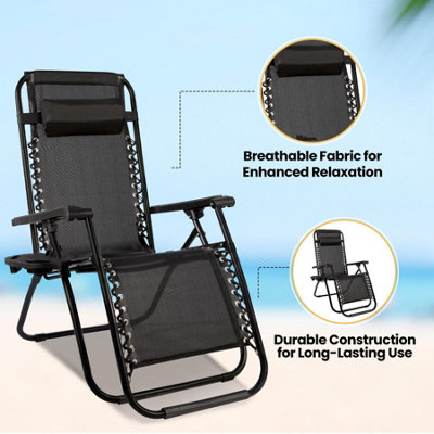 Zero Gravity Reclining Folding Garden Chair - Black - 4