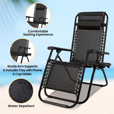 Zero Gravity Reclining Folding Garden Chair - Black - 5