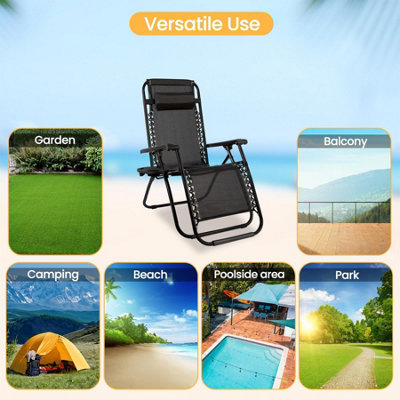 Zero Gravity Reclining Folding Garden Chair - Black - 6