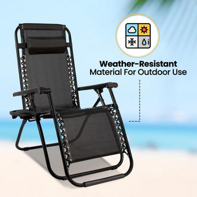 Zero Gravity Reclining Folding Garden Chair - Black - 7