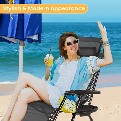 Zero Gravity Reclining Folding Garden Chair - Black - 8