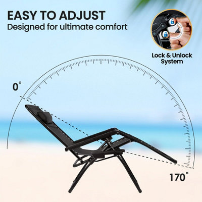 Zero Gravity Reclining Folding Garden Chair - Black - 9