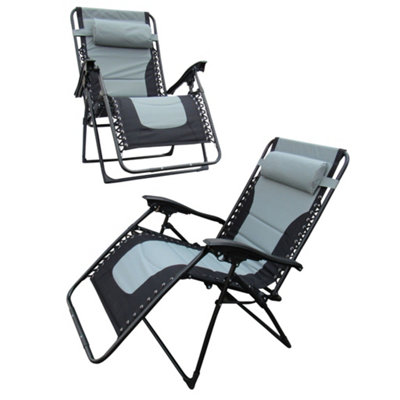 Zero Gravity Sun Lounger X2 (Chair Recliner Outdoor Padded Folding Reclining Lawn)