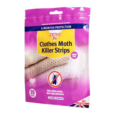 Zero In Multi-Hook Clothes Moth Killer, Scent-Free, Space-Saving Repellent,  Kills Clothing Moths, Larvae and Eggs, 6 Months Protection 