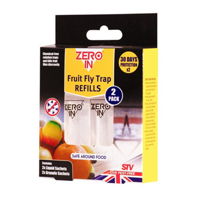 Zero In Fruit Fly Trap Refill Sachets Twin Pack Non Toxic Chemical Free Solution