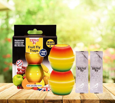 Zero In Fruit Fly Traps Twin Pack Non Toxic Chemical Free Indoor Insect Control