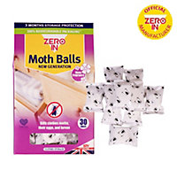 Zero In Moth Balls 30 Sachet Packs - Protects from Clothes Moth Damage