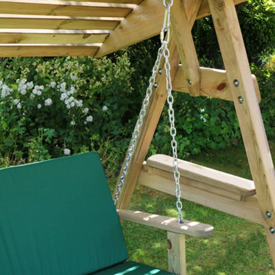 Zest 3 Seater Miami Wooden Garden Swing Seat Bench With Roof Canopy - 9
