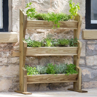 Zest 3 Tier Vertical Herb Stand Wooden Planter Garden Layered Planter ...