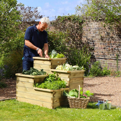 Zest 4 Tier Raised Wooden Bed Garden Layered Planter