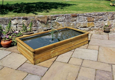 Zest Aquatic Raised Wooden Rectangular Garden Pond Planter Medium