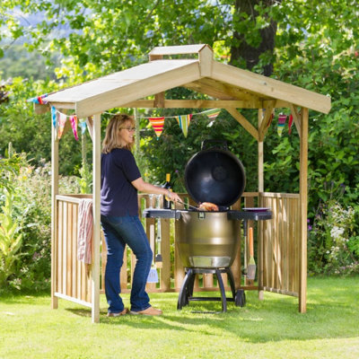 Zest Ashton BBQ Shelter Wooden Garden Gazebo Arbour Canopy Roof