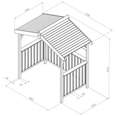 Zest Ashton BBQ Shelter Wooden Garden Gazebo Arbour Canopy Roof - 4