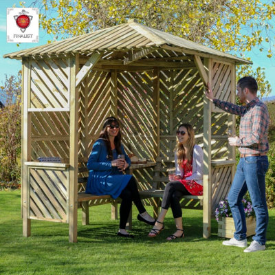 Zest Brighton Corner Arbour Wooden Garden Seat Bench Shelter Gazebo