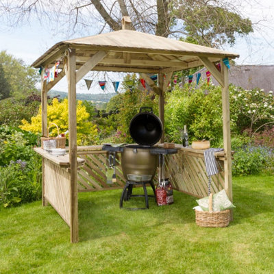 Zest Broxton Wooden Garden Gazebo Shelter Arbour Canopy Roof BBQ