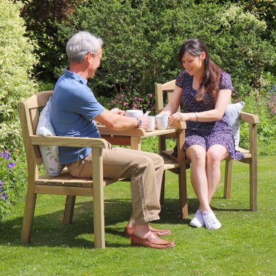 Zest Caroline Wooden Companion Love Seat Garden Double Chair Bench - 3