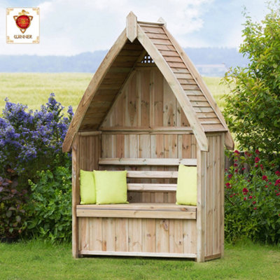 Zest Cheltenham Arbour Wooden Garden Seat & Storage Box Trellis Back & Cover