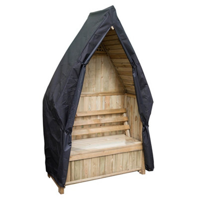 Zest Cheltenham Arbour Wooden Garden Seat & Storage Box Trellis Back & Cover