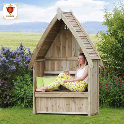 Zest Cheltenham Arbour Wooden Garden Seat & Storage Box Trellis Back - 8