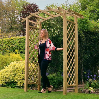 Zest Daria Trellis Wooden Garden Arch Pergola Plant Support FSC Wood - 3