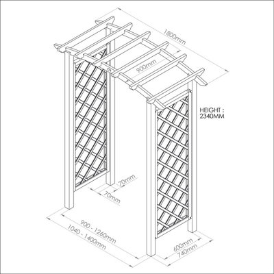 Zest Daria Trellis Wooden Garden Arch Pergola Plant Support FSC Wood - 5