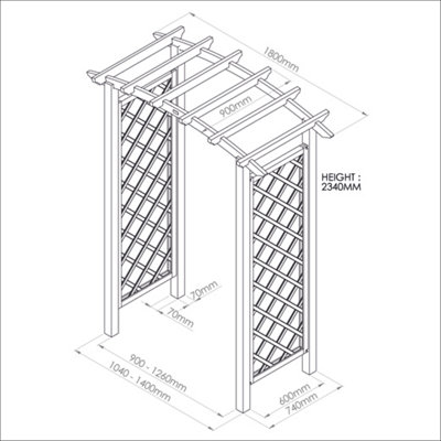 Zest Daria Trellis Wooden Garden Arch Pergola Plant Support FSC Wood - 7