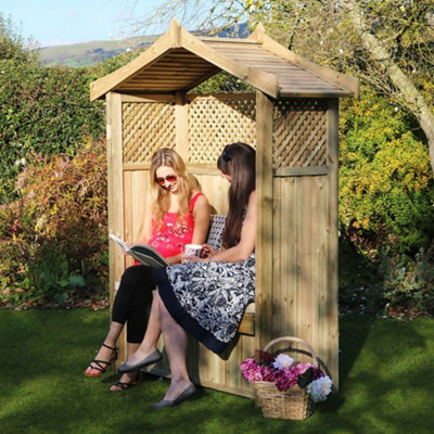 Zest Dorset Arbour Wooden Garden Seat & Storage Box & Stone Seat Pad Cushion - 5