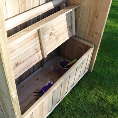 Zest Dorset Arbour Wooden Garden Seat & Storage Box Trellis Sides - 3