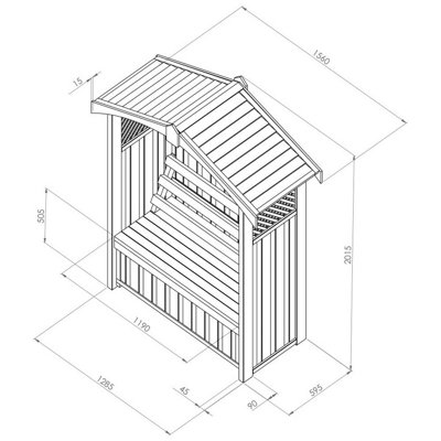 Zest Dorset Arbour Wooden Garden Seat & Storage Box Trellis Sides - 4