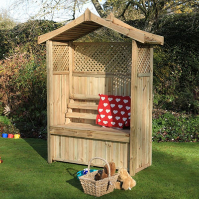 Zest Dorset Arbour Wooden Garden Seat & Storage Box Trellis Sides - 9