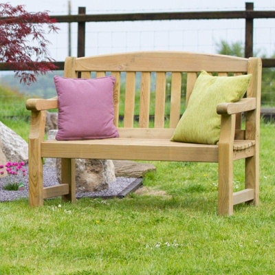 Zest Emily Wooden 2 Seater Bench Garden Patio Park Pub Chair Seat 4ft & Cover - 3