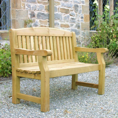 Zest Emily Wooden 2 Seater Bench Garden Patio Park Pub Chair Seat 4ft - 3