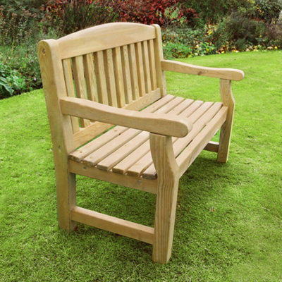 Zest Emily Wooden 2 Seater Bench Garden Patio Park Pub Chair Seat 4ft - 8