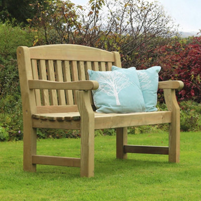 Zest Emily Wooden 2 Seater Bench Garden Patio Park Pub Chair Seat 4ft - 9