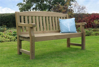 Zest Emily Wooden 3 Seater Bench Garden Patio Park Pub Chair Seat 5ft & Cover - 3