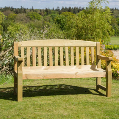 Zest Emily Wooden 3 Seater Bench Garden Patio Park Pub Chair Seat 5ft & Cover - 5
