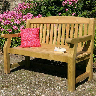 Zest Emily Wooden 3 Seater Bench Garden Patio Park Pub Chair Seat 5ft & Cover - 6
