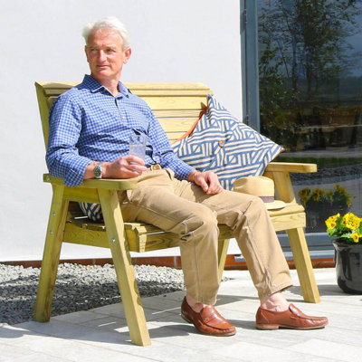 Zest Freya Wooden 2 Seater Garden Outdoor Bench Chair Patio Park - 4